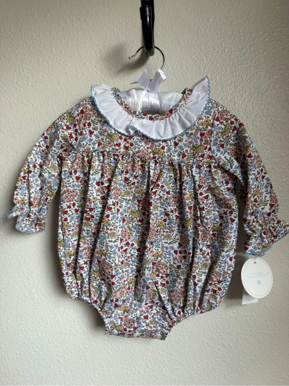NWT Edgehill Collection Baby Girls Floral Ruffle Bubble Romper Set Sz 6M